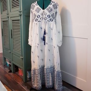 Long boho style peasant dress